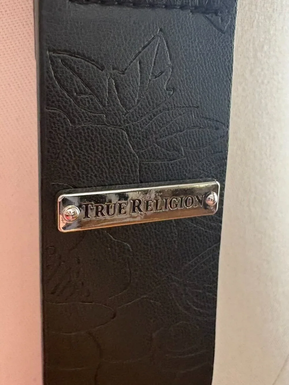True Religion Belt Large Heart Buckle Black Silver Western Cowgirl Boho Y2K M/L